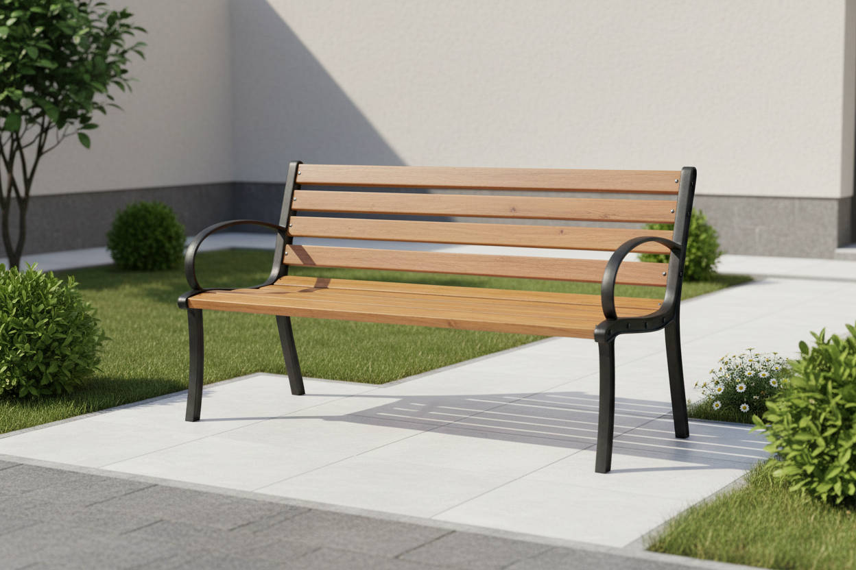Parkside Classic Garden Bench – Iron & Natural Wood Series