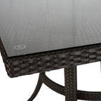 Java Bistro 5-Piece Rattan Dining Set – Square Glass Edition