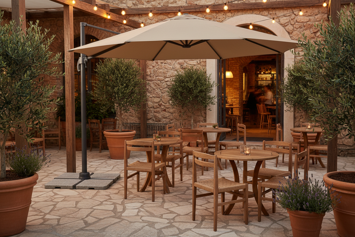 4M Classic Cantilever Umbrella/Tent - Claro Linen Taupe